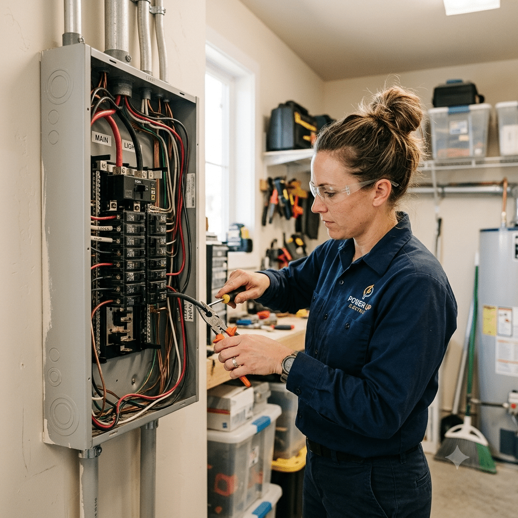 electrician working on a home electrical panel